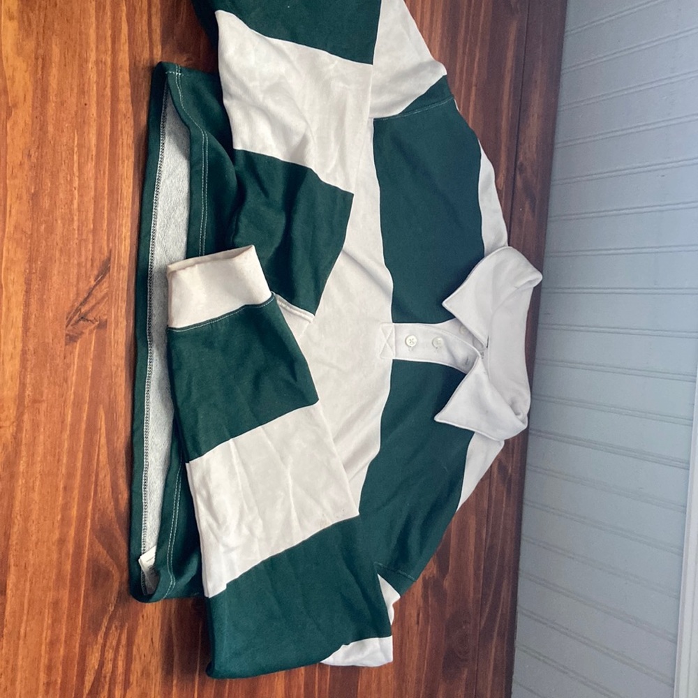 green and white striped cropped sweater